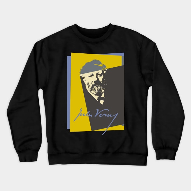 Science Fiction Visionary - Jules Verne Portrait 4 Crewneck Sweatshirt by EDDArt